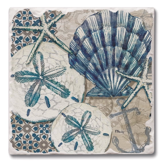 Thirstystone "Tide Pool Shells" 4-Pack Tumbled Tile Coasters