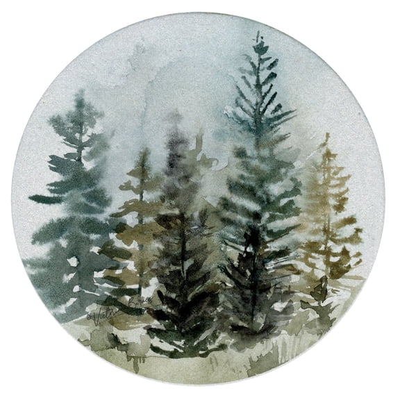 Thirstystone Tree View in the Mist Round Natural Sandstone Coaster 4-Pack