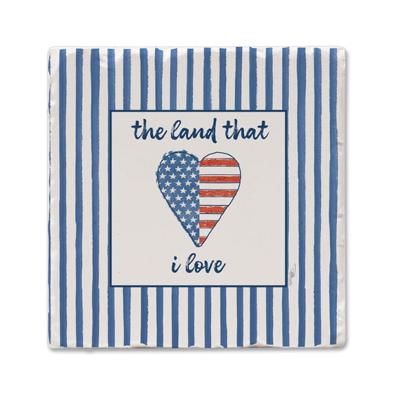 Thirstystone USA Heart Single Tumbled Tile Coaster Create Your Own Set