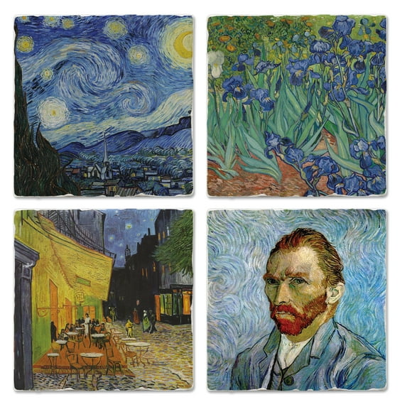 Thirstystone "Van Gogh Classics" 4-Pack Assorted Tumbled Tile Coasters