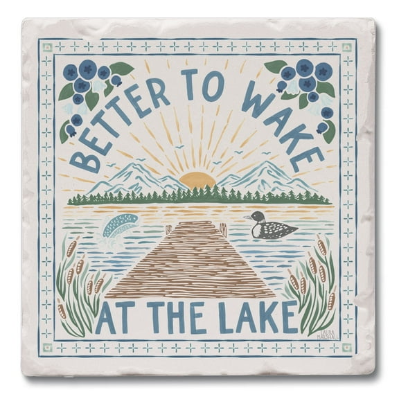 Thirstystone "Wake at Lake" Single Tumbled Tile Stone Coaster