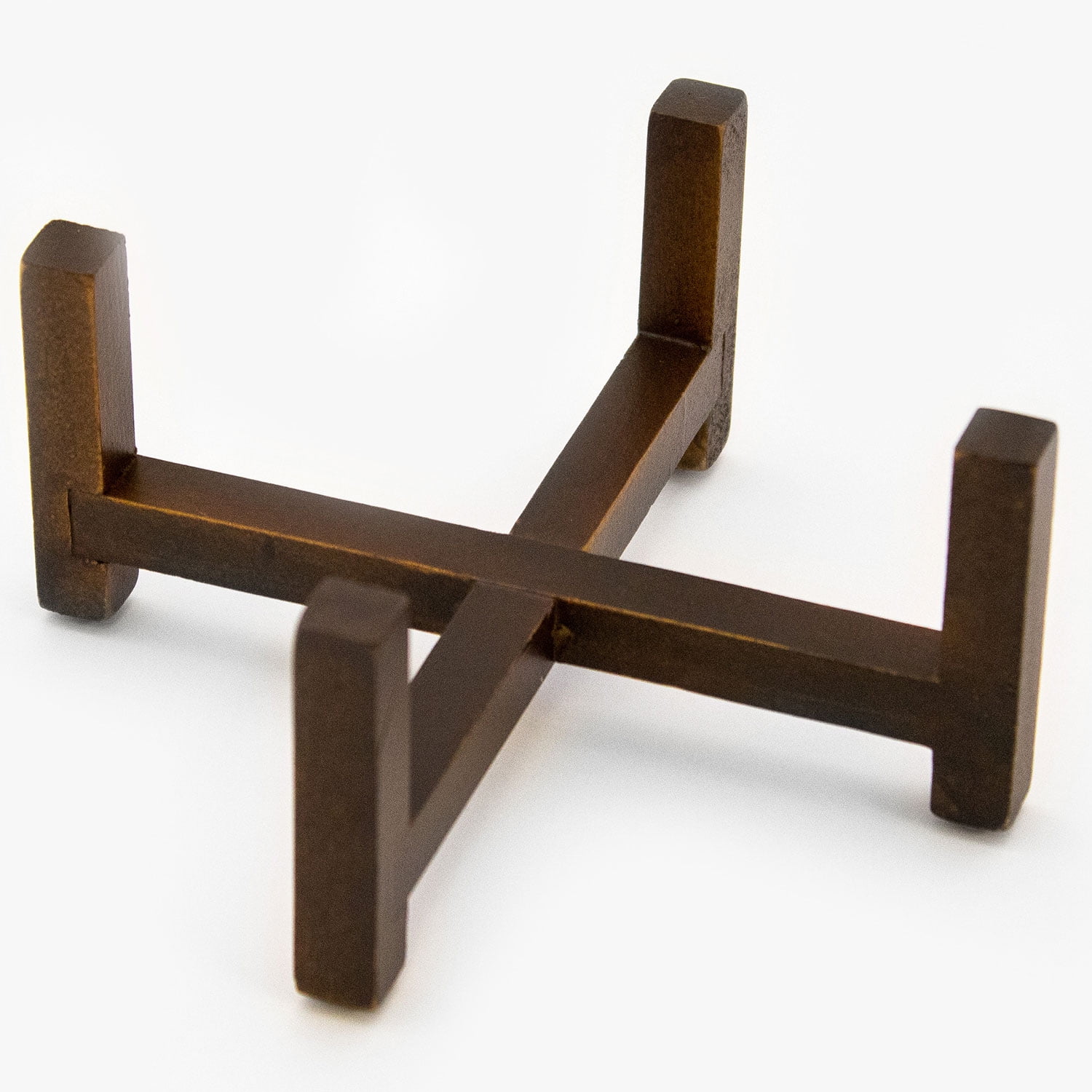 Walnut Finish Metal Coaster Holder for 4" Coasters