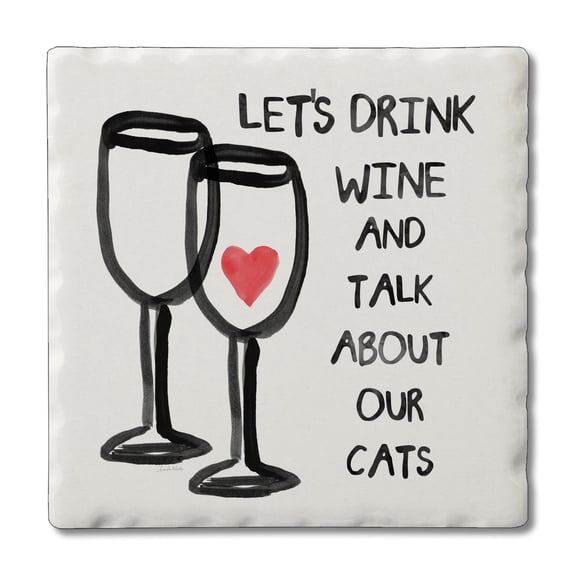 Thirstystone Wine & Cats Single Tumbled Tile Coaster Create Your Own Set