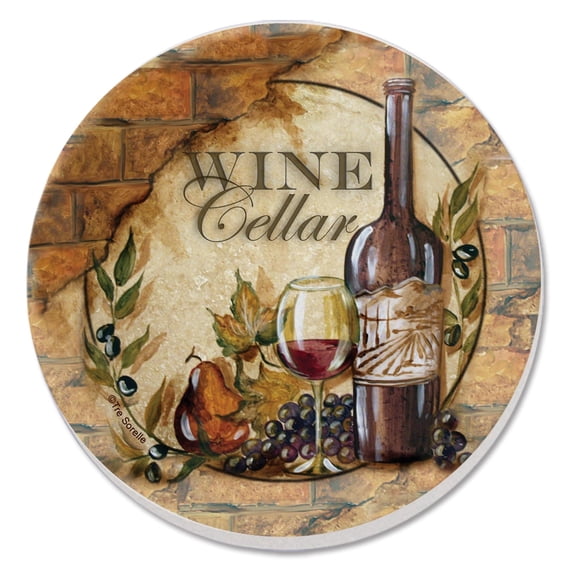 Thirstystone Wine Cellar II Round 4-Pack Absorbent Stone Coasters