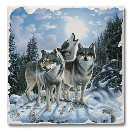 Thirstystone Wolves Single Tumbled Tile Stone Coaster Create Your Own Set