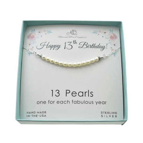 Thirteen Pearls Thirteenth Birthday Necklace in Sterling Silver. 13th Birthday Necklace. Bat Mitzvah Gift. Thirteenth Birthday Gift for Her.