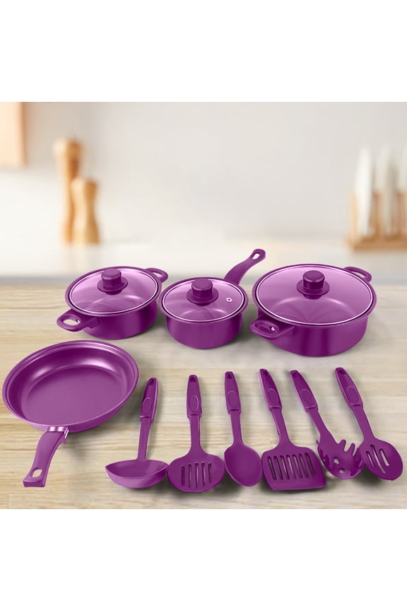 Thirteen Piece Cookware Set Soup Pot Milk Pan Frying Pan Non-Stick Spatula Set Maifan Stoneware Multi-Piece Set, Unbranded Thirteen Piece Cookware Set Soup