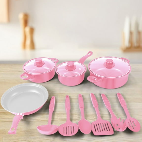 Thirteen Piece Cookware Set with Non- Coating and Even Heat Distribution for Home Cooking, Iron Material