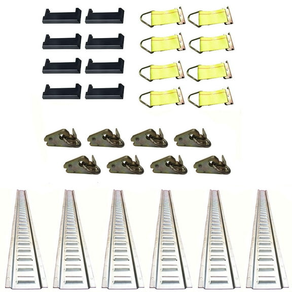 RAParts 30-Piece E-Track Tie-Down Kit (6) 5' E-Track-8 End Caps-8 Tie Straps-8 O Rings