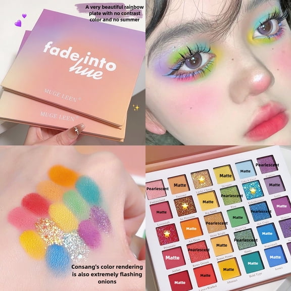 Thirty Color Rainbow Eyeshadow Tray, Matte Glitter Makeup Tray High Chromaticity Color Powder Lasting 1 Eyeshadow