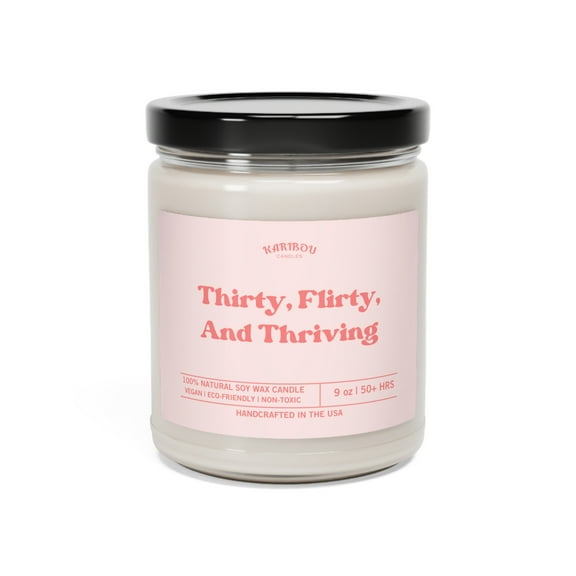 Thirty Flirty and Thriving Candle 30th Birthday Gift Scented Soy Candle,9oz