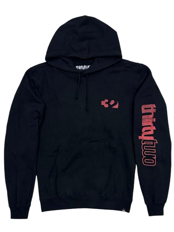 Men's Double Pullover Hoodie Sweatshirt (XX-Large, Black/Red)