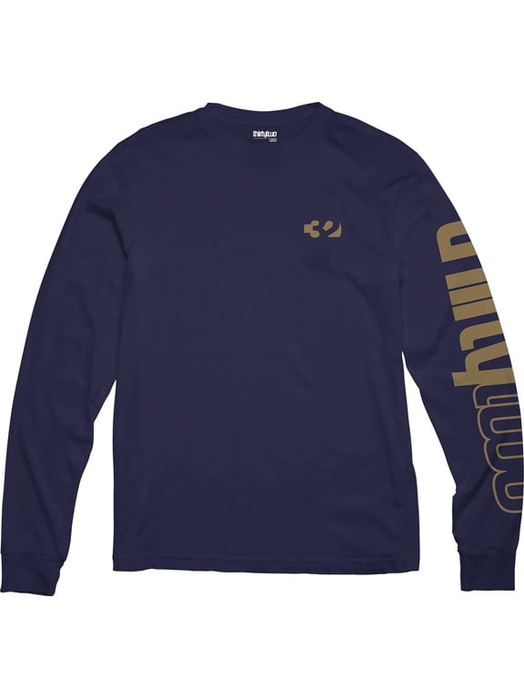 Men's T-Shirt 32 Logo Long Sleeve Crewneck Tee (Medium, Navy)