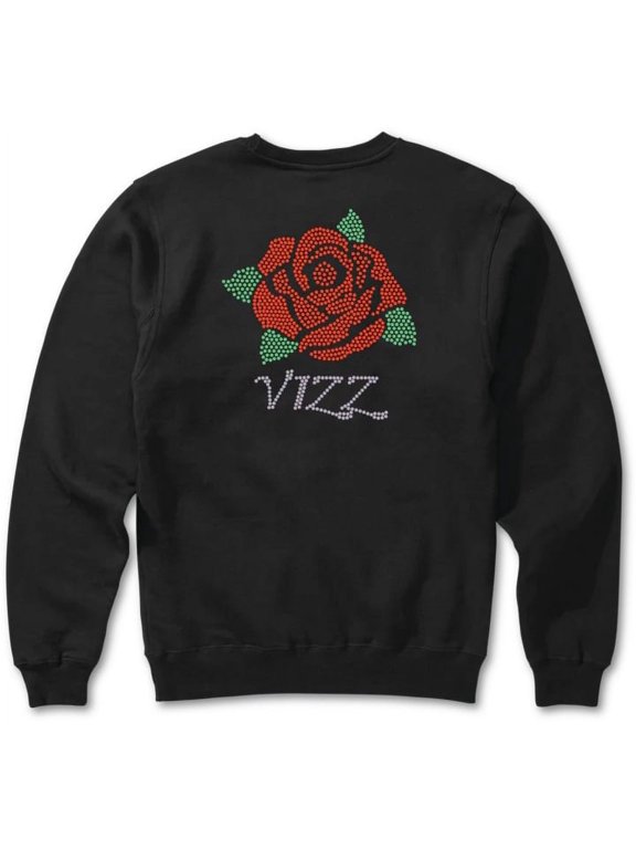 Men's Vizz Pullover Crewneck Sweatshirt (Large, Black)