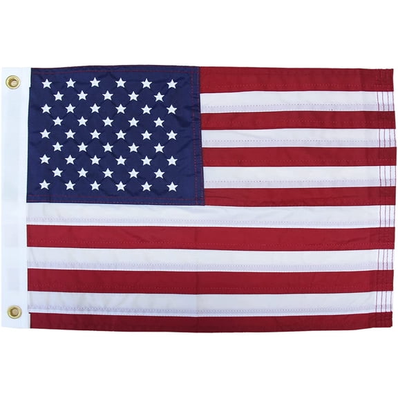 This 2x3 ft American Flag Outdoor The Strongest, Longest Lasting, 2x3 ft. Embroidered Stars Sewn Stripes Brass Grommets Foot Heavy Duty Nylon