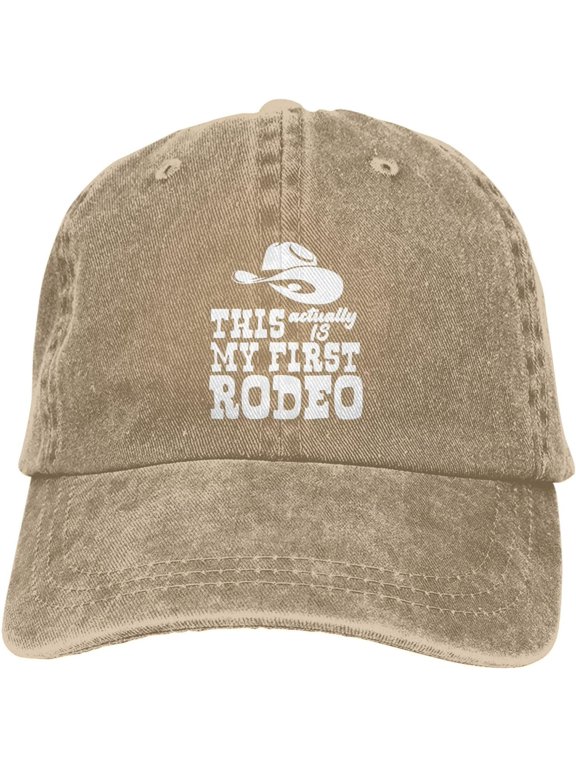 This Actually is My First Rodeo Hat Distressed Cotton Washed Baseball Cap Black Fashion Denim Hats Unisex Adjustable