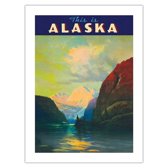 This is Alaska - The Alaska Line - Alaska Steamship Company - Vintage Ocean Liner Travel Poster by Sydney Laurence c.1930 - Fine Art Matte Paper Print (Unframed) 18x24in