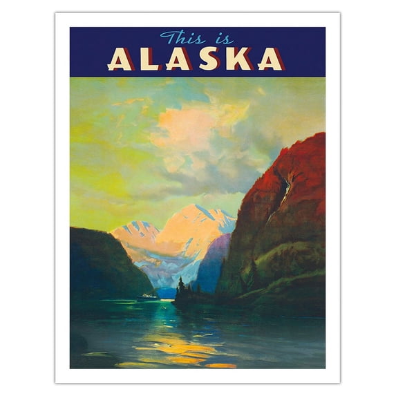This is Alaska - The Alaska Line - Alaska Steamship Company - Vintage Ocean Liner Travel Poster by Sydney Laurence c.1930 - Fine Art Matte Paper Print (Unframed) 20x26in