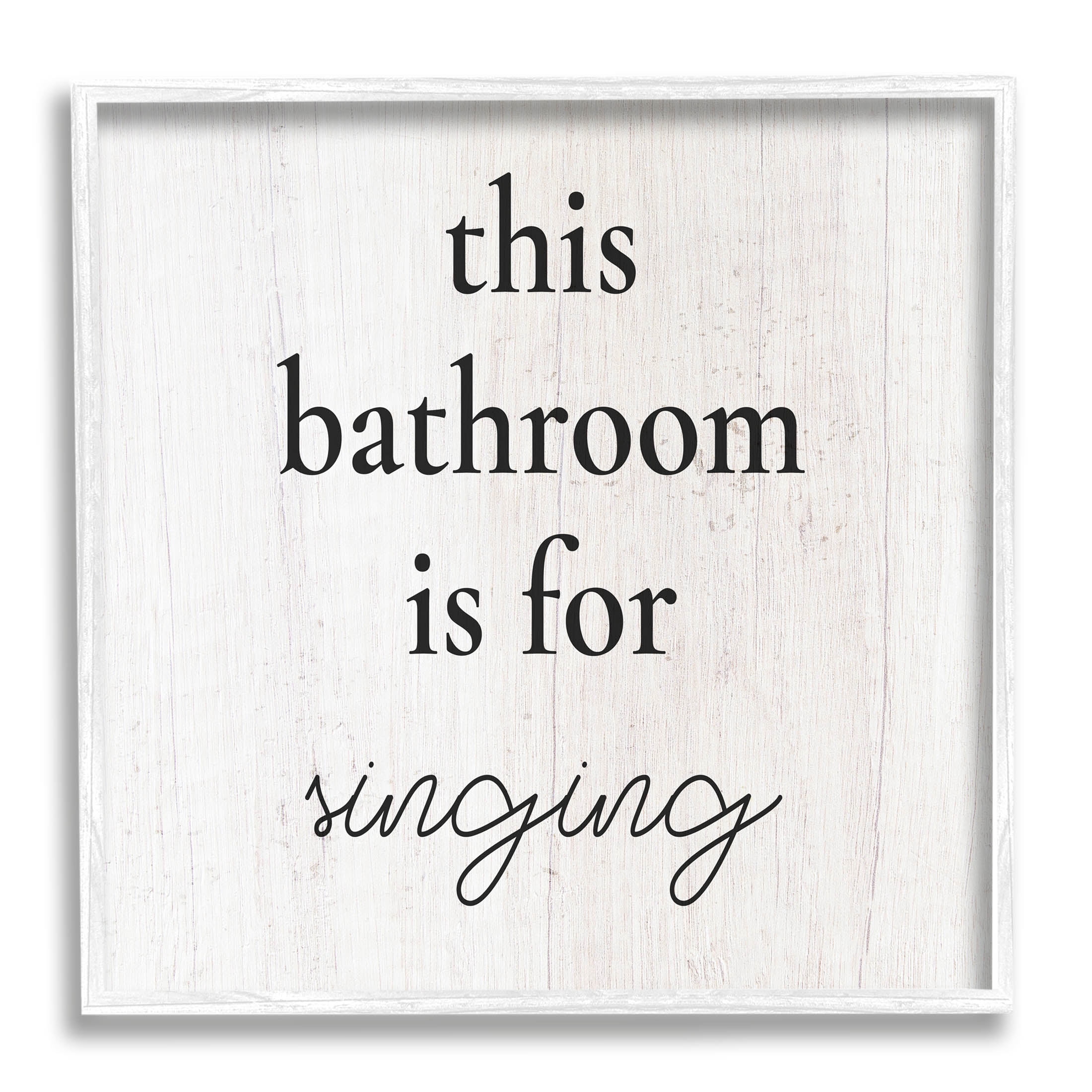 This Bathroom Is For Singing Phrase Typography Graphic Art White Framed Art Print Wall Art