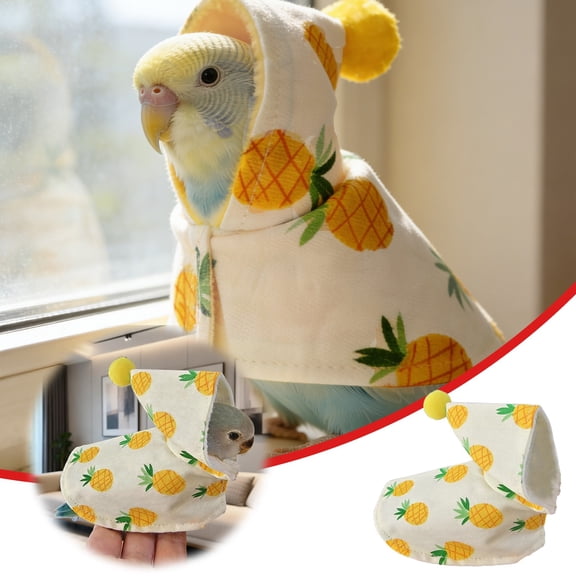 Pineapple Bird Hooded Cape - Cute, Breathable Cotton Cloak for Small Birds | Lightweight Everyday Wear for Parakeets & Cockatiels
