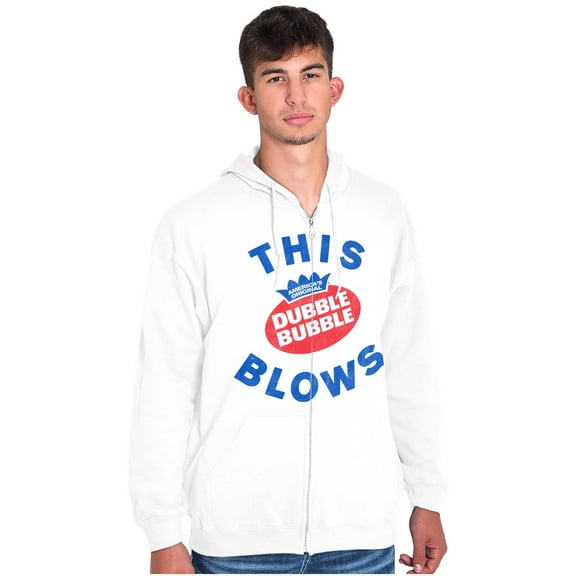 This Blows 80s Dubble Bubble Gum Logo Zip Up Hoodie Men's Women's Brisco Brands M
