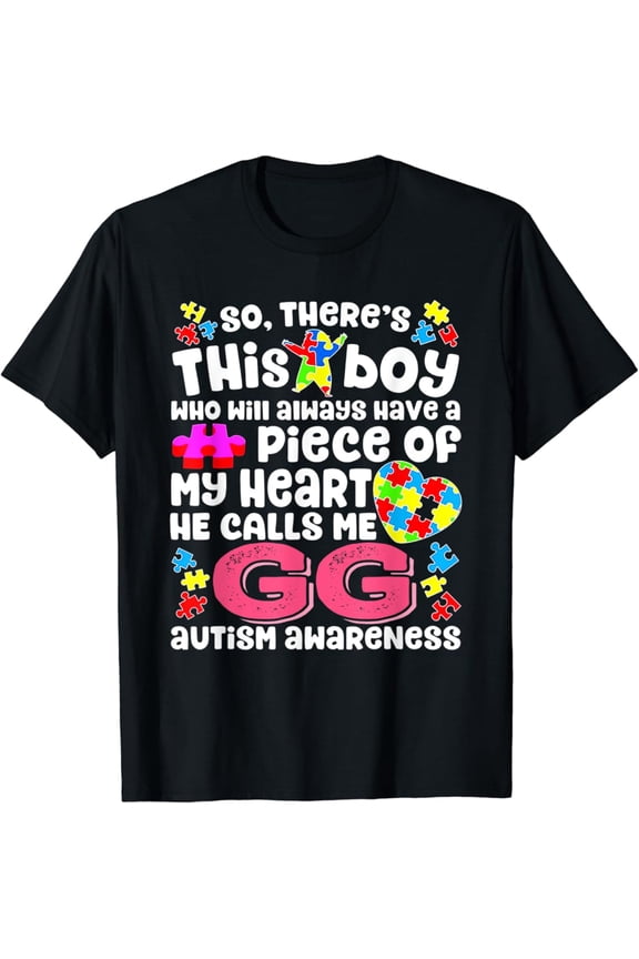 This Boy He Calls Me GG Fighter Autism Awareness Ribbon T-Shirt Gift for Men Women Unisex Tee