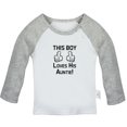 thumbnail image 1 of This Boy Loves His Auntie Funny T shirt For Baby, Newborn Babies T-shirts, Infant Tops, 0-24M Kids Graphic Tees Clothing (Long Gray Raglan T-shirt, 6-12 Months), 1 of 4