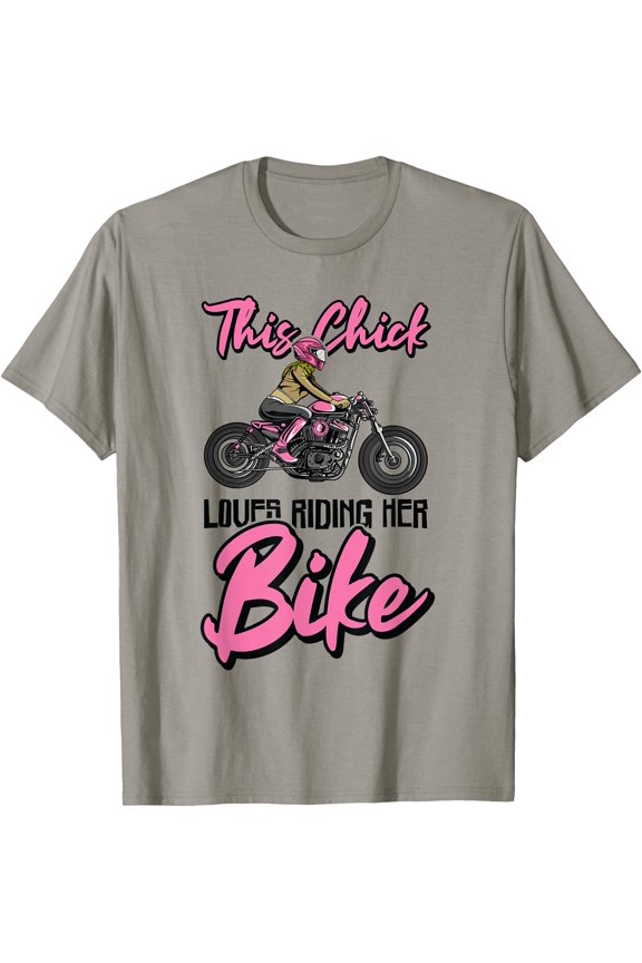 This Chick Loves Riding Her Bike Motorcycle Motorcycling T-Shirt