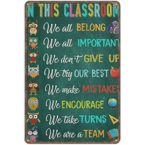 in This Classroom Teacher Tin Signs, Classroom Decor, Custom Teacher Sign, Teacher Sign Retro Funny Metal Sign Vintage Poster Wall Art for Classroom Decor Tin Sign, 8x12 inches