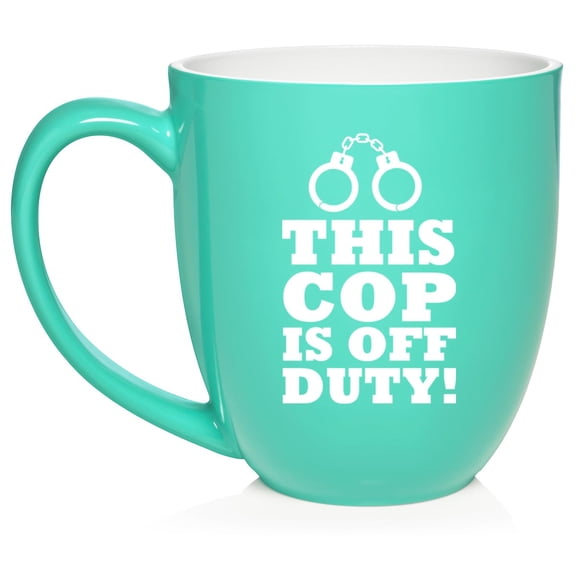 This Cop Is Off Duty Police Sheriff Trooper Retirement Gift Ceramic Coffee Mug Tea Cup Gift (16oz Teal)