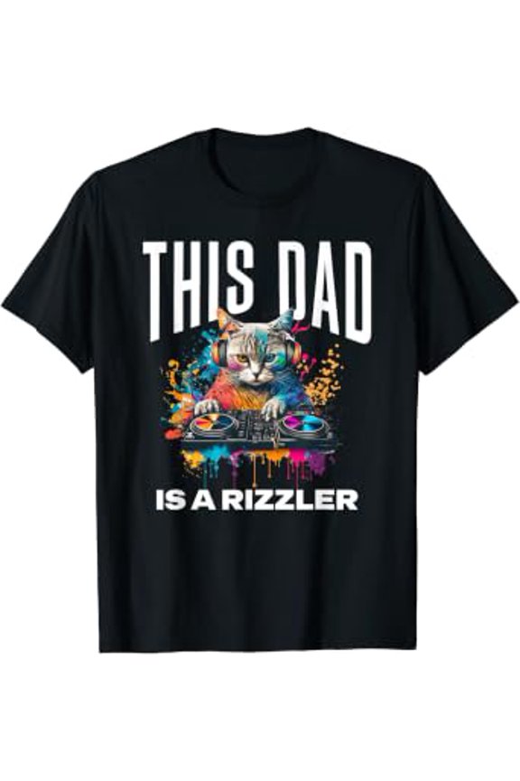 This Dad Has Rizz Cool DJ Cat Rizzler Dad Father's Day 2024 T-Shirt