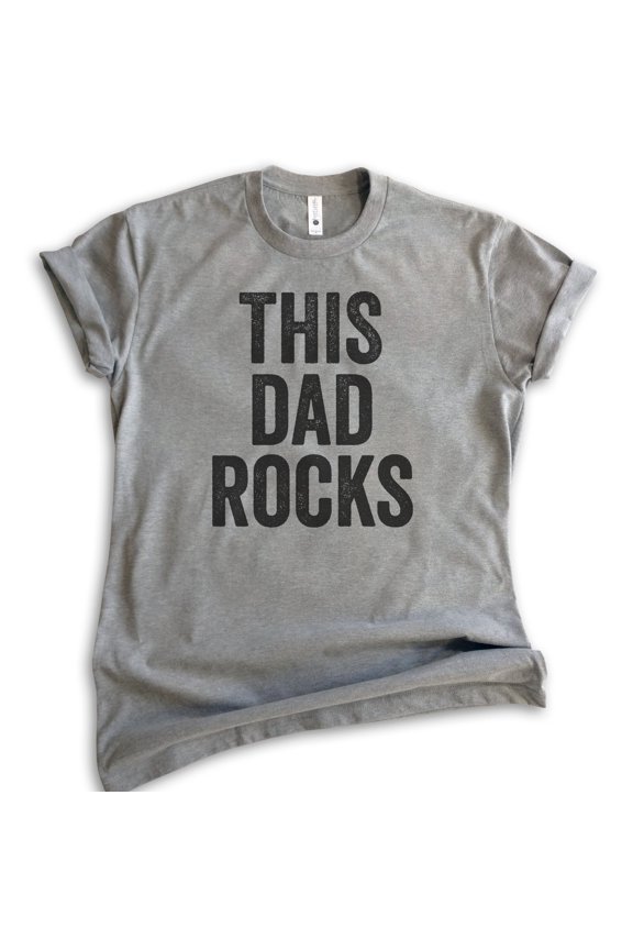This Dad Rocks T-shirt, Unisex Men's Shirt, Cool Dad Shirt, Father's Day Shirt, Dark Heather Gray, X-Small