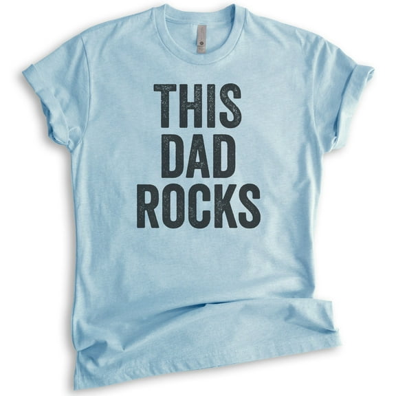 This Dad Rocks T-shirt, Unisex Men's Shirt, Cool Dad Shirt, Father's Day Shirt, Heather Light Blue, X-Small