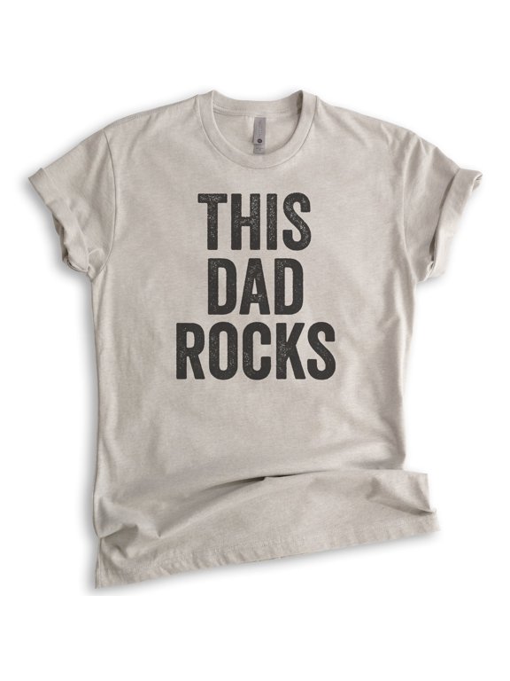 This Dad Rocks T-shirt, Unisex Men's Shirt, Cool Dad Shirt, Father's Day Shirt, Light Silk Gray, Small