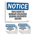 thumbnail image 1 of This Door To Remain Unlocked During Business Hours OSHA Notice Aluminum Sign 24 Inch x 18 Inch - 10 Pack, 1 of 8