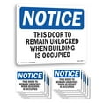 thumbnail image 1 of This Door To Remain Unlocked When Building OSHA Notice Rigid Plastic Sign 24 Inch x 18 Inch - 10 Pack, 1 of 8