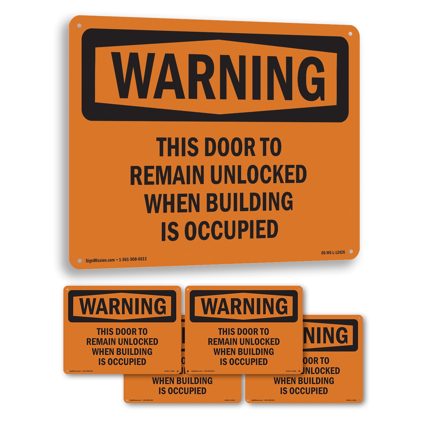 Osha Building Sign This Door To Remain Unlocked When Building OSHA WARNING Rigid Plastic ...