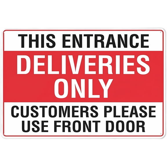 This Entrance Deliveries Only Sign - 8"x12" Warning Sticker Security Outdoor Sign, Delivery Entrance