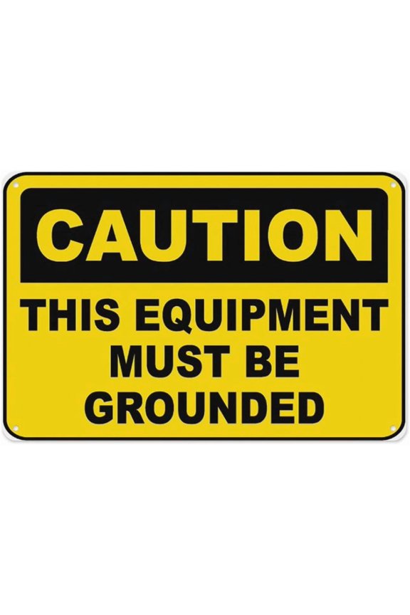 This Equipment Must Be Grounded Sign 8"x12", Aluminum Tin Warning Signs for Home Outdoor Garden, High Visibility Electrical Sign for Workshop