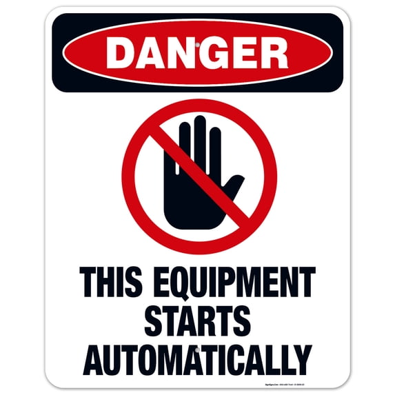 This Equipment Starts Automatically Sign, OSHA Danger Sign, (SI-3898) 24x30 Aluminum