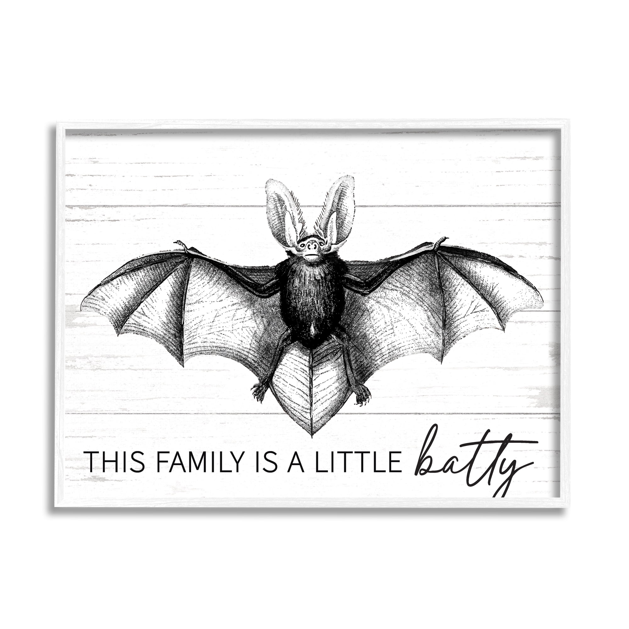 This Family Is Batty Witty Saying Detailed Bat Animals & Insects Graphic Art Framed Art Print Wall Art
