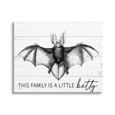 This Family Is Batty Witty Saying Detailed Bat Animals & Insects Graphic Art Gallery-Wrapped Canvas Print Wall Art