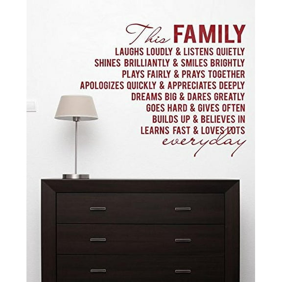 This Family Loves Lots Wall Art Decals Vinyl Wall Words Sticker Quote, Red, 29x23-Inch