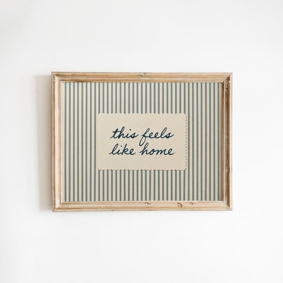 This Feels Like Home Blue Stripe Quote Decor Wall Art