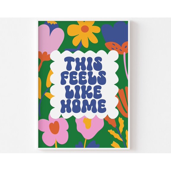 This Feels Like Home Typography Print Colourful Typographic Retro Colours Home Quote Eclec