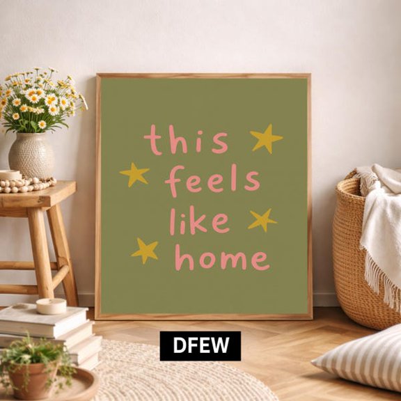 This Feels Like Home Wall Art Print, Modern Typography Poster, Unframed Paper Poster 8x10in