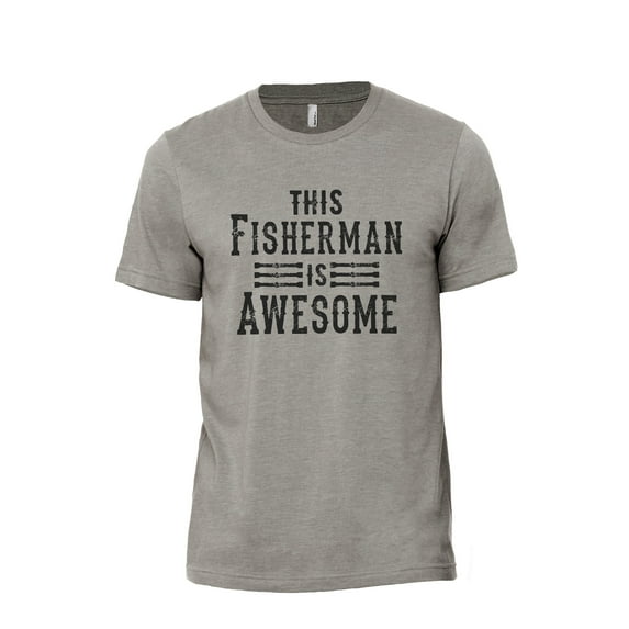 This Fisherman Is Awesome Men's Modern Fit Fun Casual T-Shirt Printed Graphic Tee Military Grey Medium