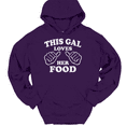 thumbnail image 1 of This Gal Loves Her Food Hooded Sweatshirt Hoodie Funny Girl Eating Novelty Tee - Purple, L, 1 of 1