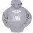 thumbnail image 1 of This Gal Loves Her Video Games Hooded Sweatshirt Hoodie Funny Gamer Novelty Gift - Heather Grey, 2XL, 1 of 1