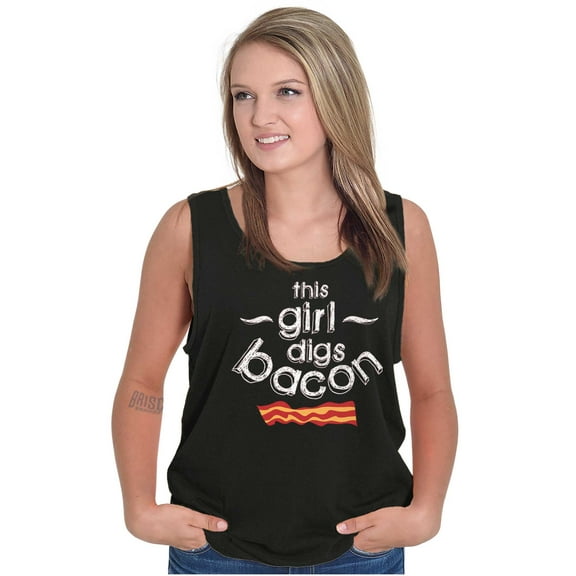 This Girl Digs Bacon Funny Meat Lover Tank Top Tee Shirt Women Brisco Brands S